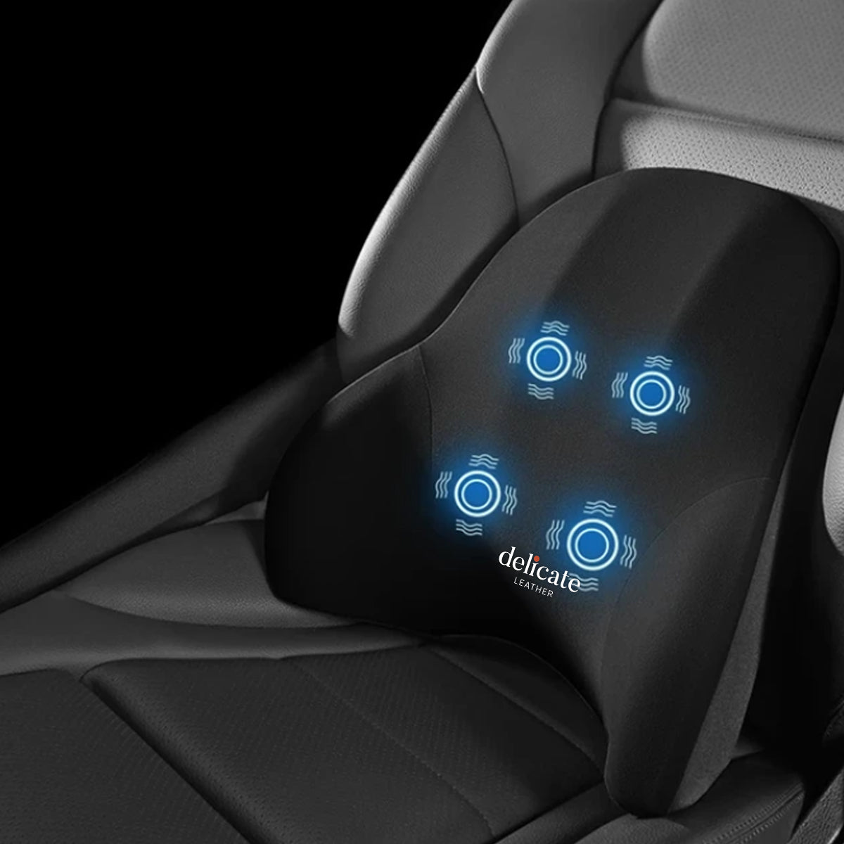 Delicate Leather Car Massage Neck Pillow, Car Seat Headrest Neck Rest Cushion for Driving Seat Auto Vibrating Massage Seat Neck Head Waist Back Cushion for Car and Office - Delicate Leather