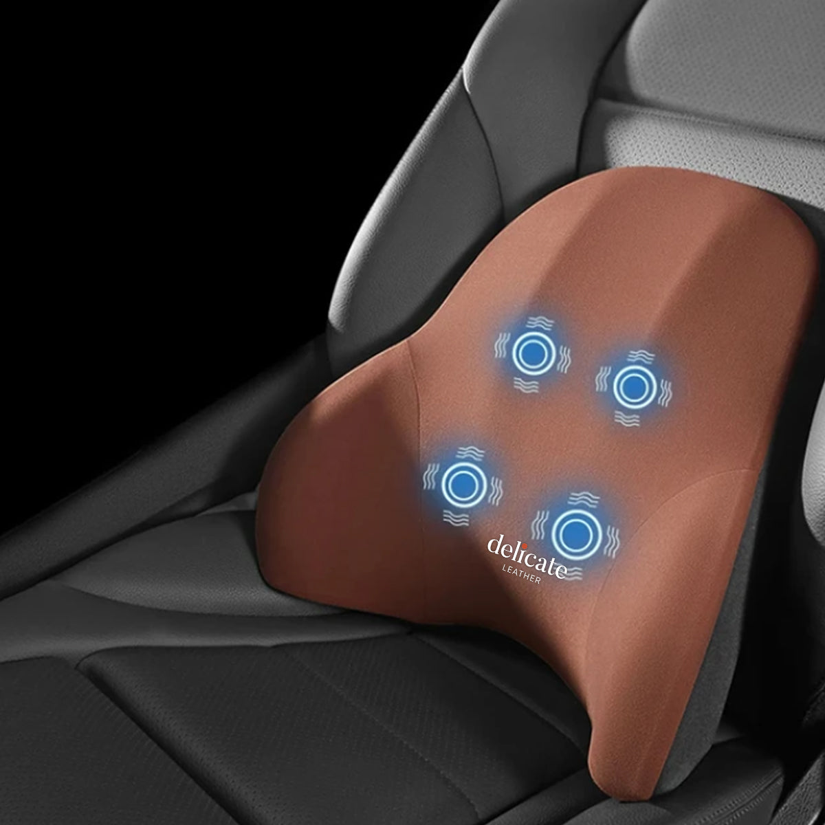 Delicate Leather Car Massage Neck Pillow, Car Seat Headrest Neck Rest Cushion for Driving Seat Auto Vibrating Massage Seat Neck Head Waist Back Cushion for Car and Office - Delicate Leather