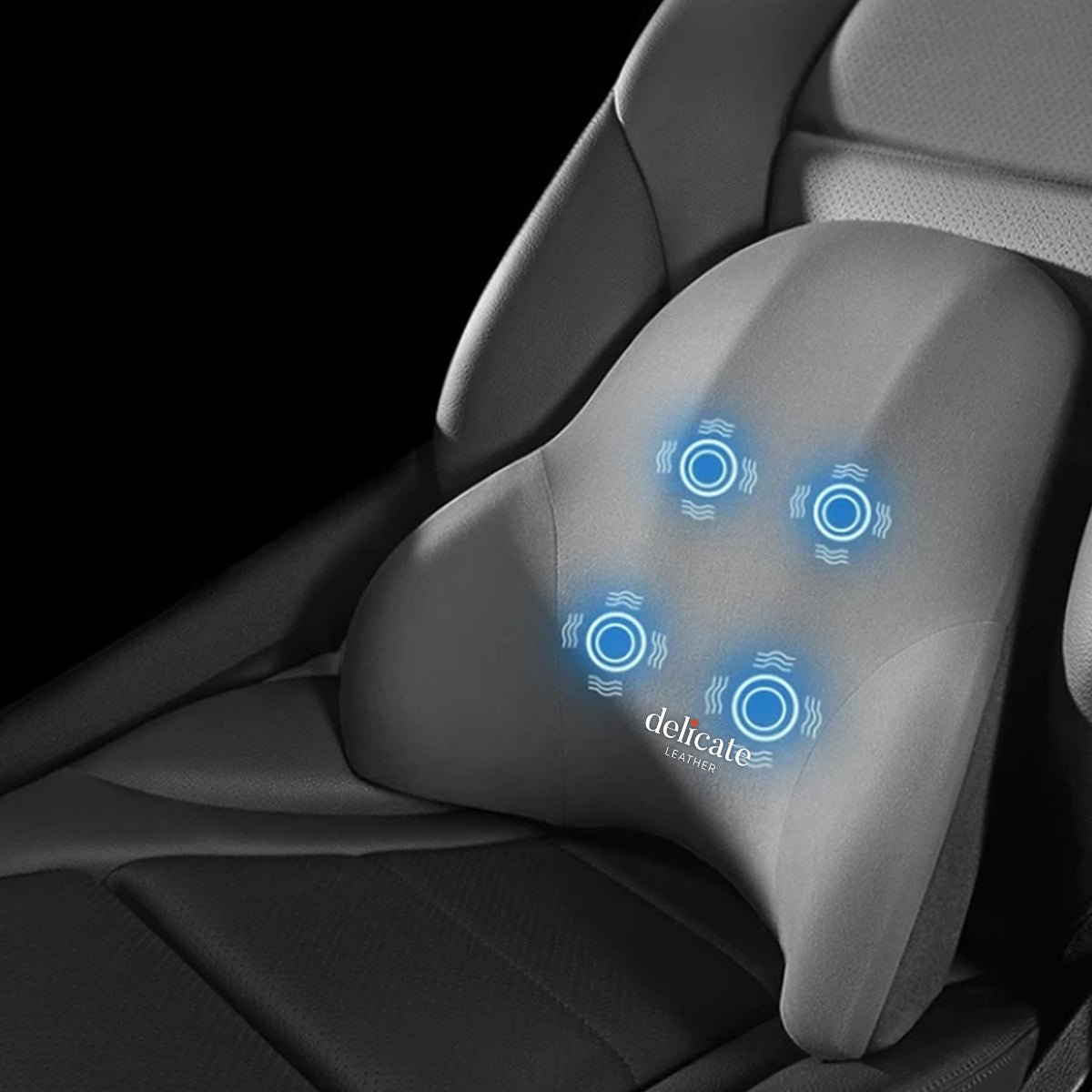 Delicate Leather Car Massage Neck Pillow, Car Seat Headrest Neck Rest Cushion for Driving Seat Auto Vibrating Massage Seat Neck Head Waist Back Cushion for Car and Office - Delicate Leather