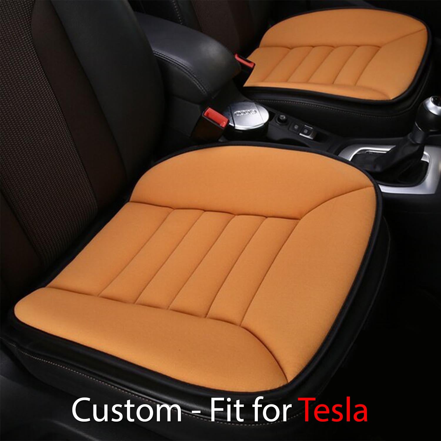Delicate Leather Memory Foam Car Seat Cushion – 1.2" Thick, Custom-Fit for Tesla, Universal for Car, Office & Home Chairs - Delicate Leather