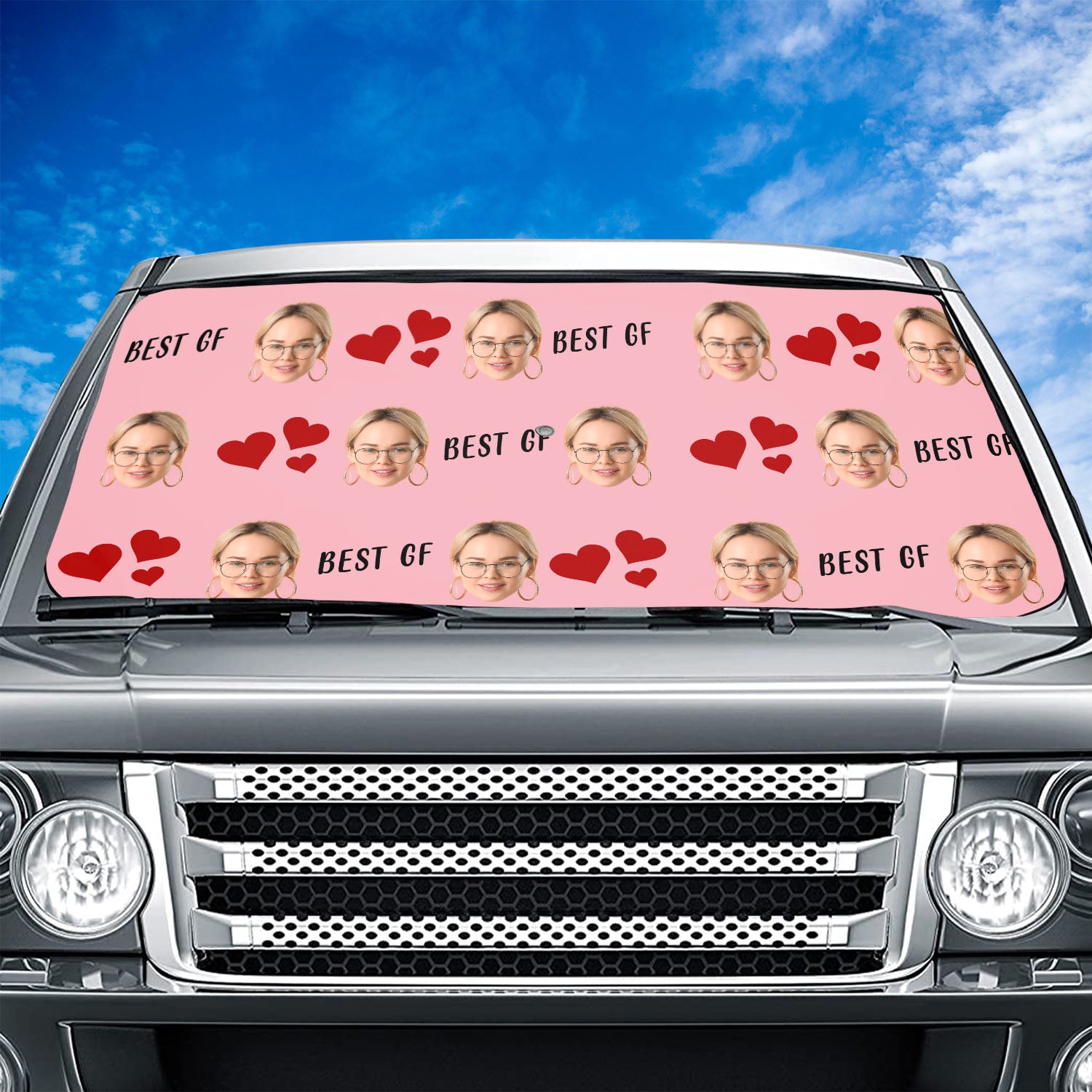 Customized Photo Car Windshield Sunshade, Custom Windshield Sunshade with Picture, Fit with all car, UV Rays and Heat Sun Visor Protector Foldable Sun Shade Umbrella, 03 - Delicate Leather