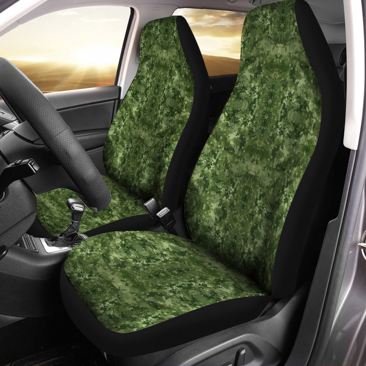 Camo Car Seat Covers Camouflage Set of 2 Seat Protectors Universal Fit For Car SUV Bucket Seats, Camo 0610 - Delicate Leather