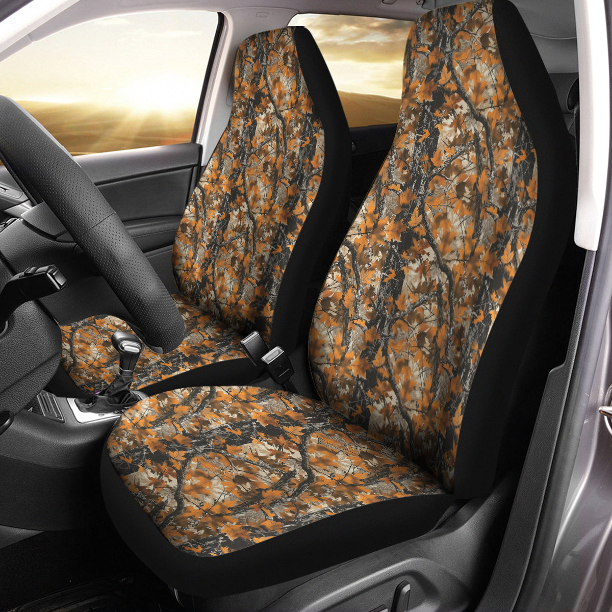 Camo Car Seat Covers Camouflage Set of 2 Seat Protectors Universal Fit For Car SUV Bucket Seats, Camo 1115 - Delicate Leather
