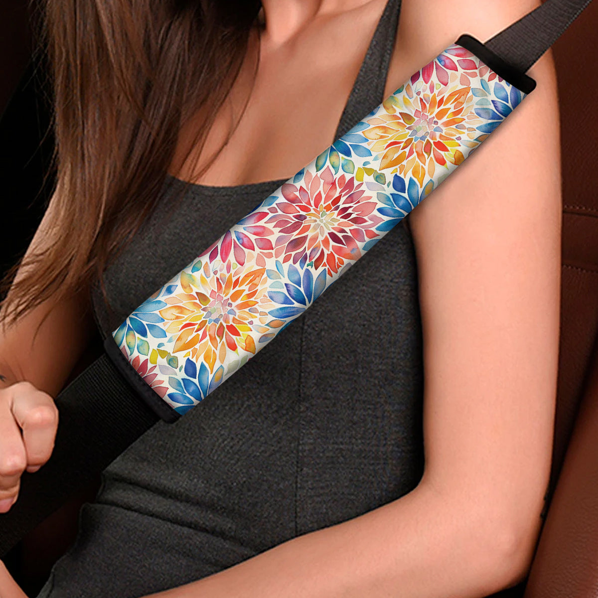 Mandala Boho Seat Belt Covers (2PCS) , Microfiber Leather Seat Belt Shoulder Pads for More Comfortable Driving, Boho 10 - Delicate Leather