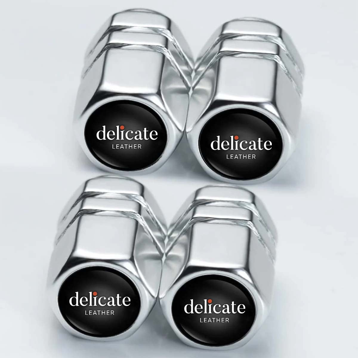 Metal Car Wheel Tire Valve Stem Caps with Keychain Replacement Key Chain Car Logo Keychains car Accessories - Delicate Leather