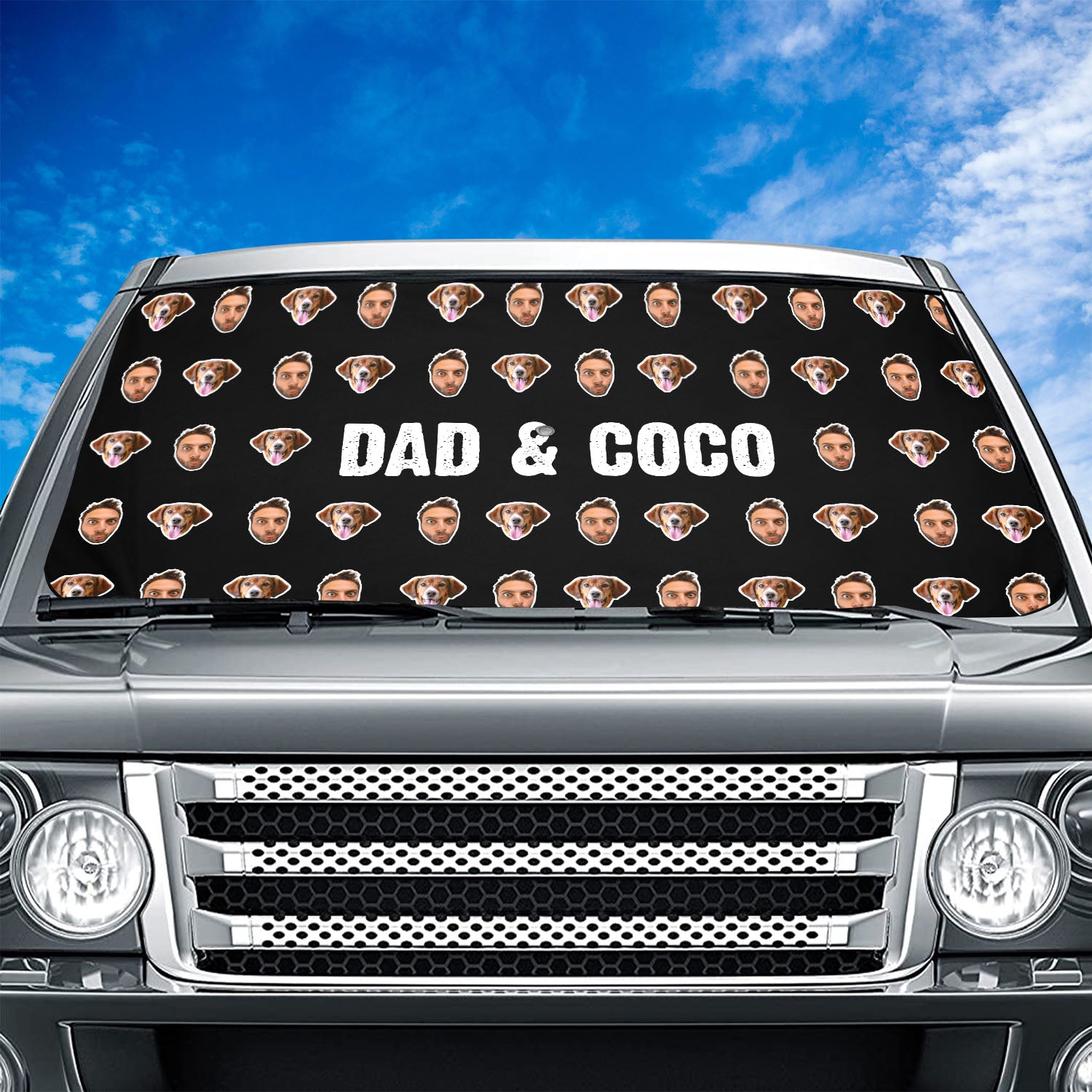 Customized Photo Car Windshield Sunshade, Custom Windshield Sunshade with Picture, Fit with all car, UV Rays and Heat Sun Visor Protector Foldable Sun Shade Umbrella - Delicate Leather