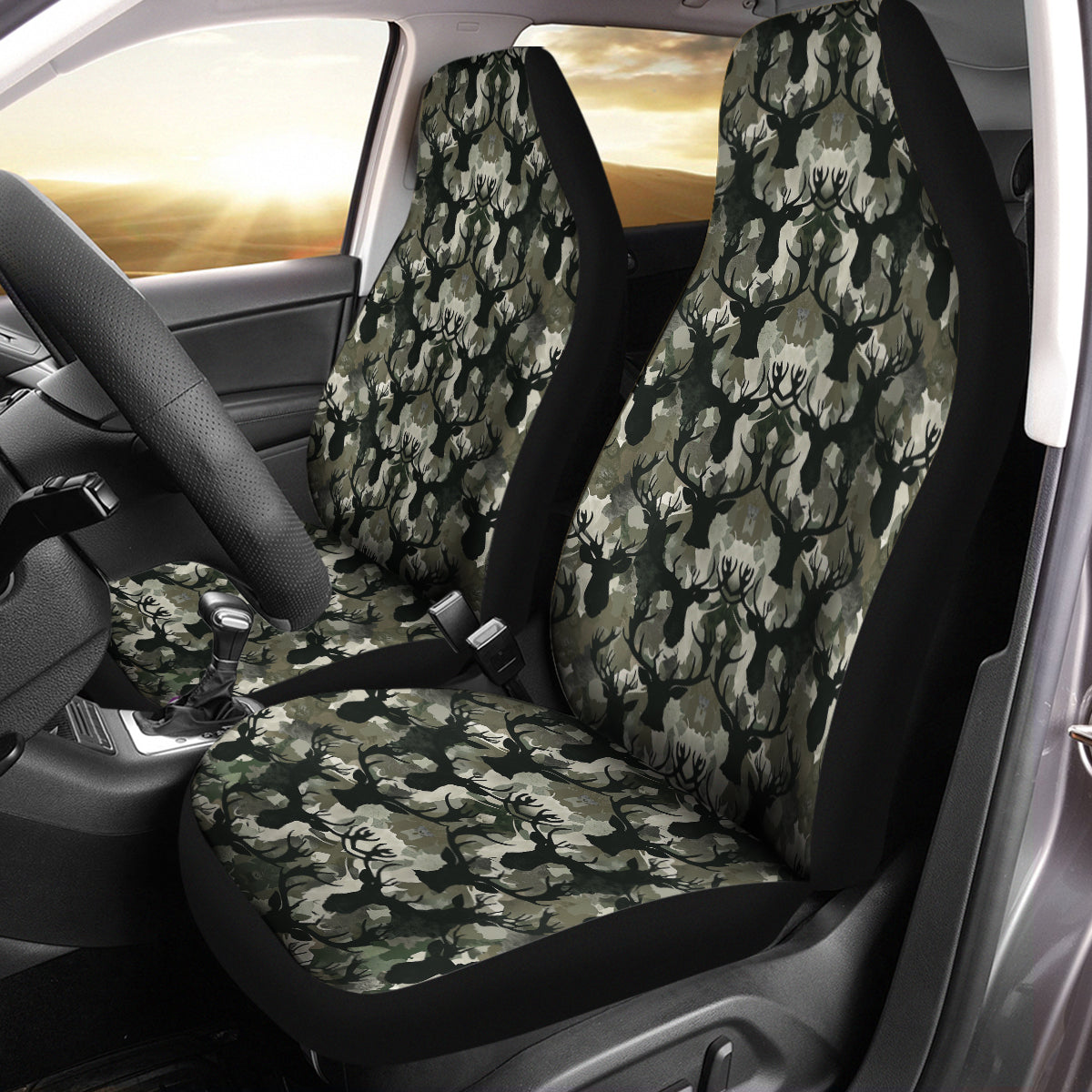 Camo Car Seat Covers Camouflage Set of 2 Seat Protectors Universal Fit For Car SUV Bucket Seats, Camo 1115 - Delicate Leather