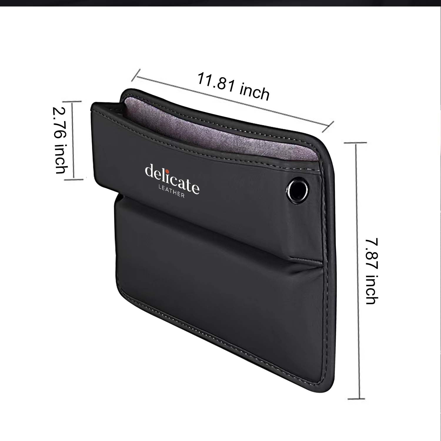 Car Seat Gap Filler Organizer, Custom Logo For Your Cars, Multifunctional PU Leather Console Side Pocket Organizer for Cellphones, Cards, Wallets, Keys - Delicate Leather