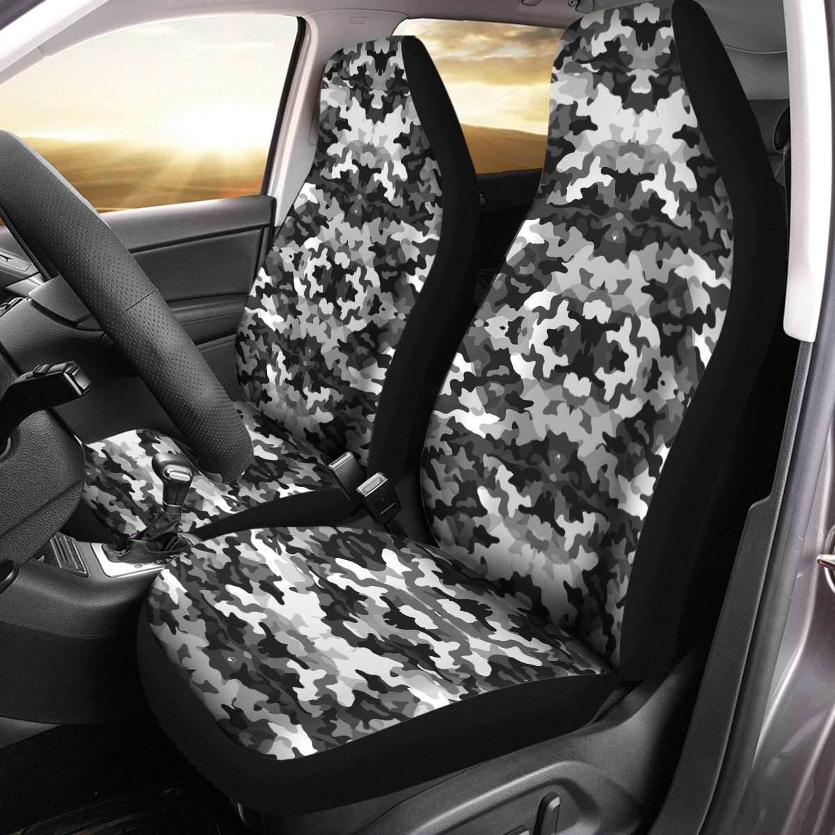 Camo Car Seat Covers Camouflage Set of 2 Seat Protectors Universal Fit For Car SUV Bucket Seats, Camo 0105 - Delicate Leather