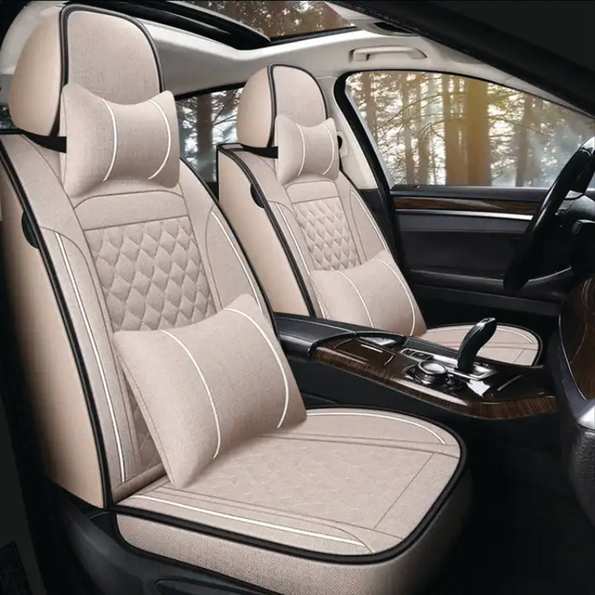 Delicate Leather Deluxe Universal Car Seat Cover Collection: Full Set of Premium Luxury Vehicle Seat Protectors - Delicate Leather