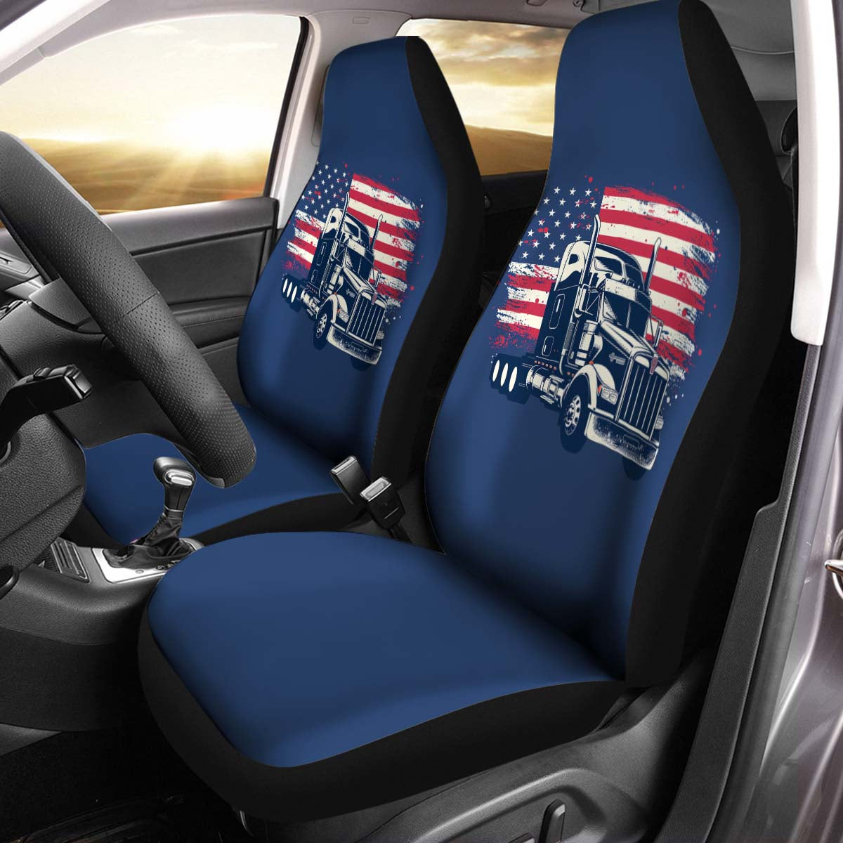American Freedom Flag Car Seat Cover – Patriotic Style Interior Seat Protector, American Flag And Truck Car Seat Cover, Gift 06 - Delicate Leather