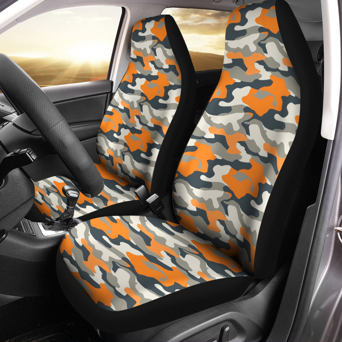 Camo Car Seat Covers Camouflage Set of 2 Seat Protectors Universal Fit For Car SUV Bucket Seats, Camo 0105 - Delicate Leather