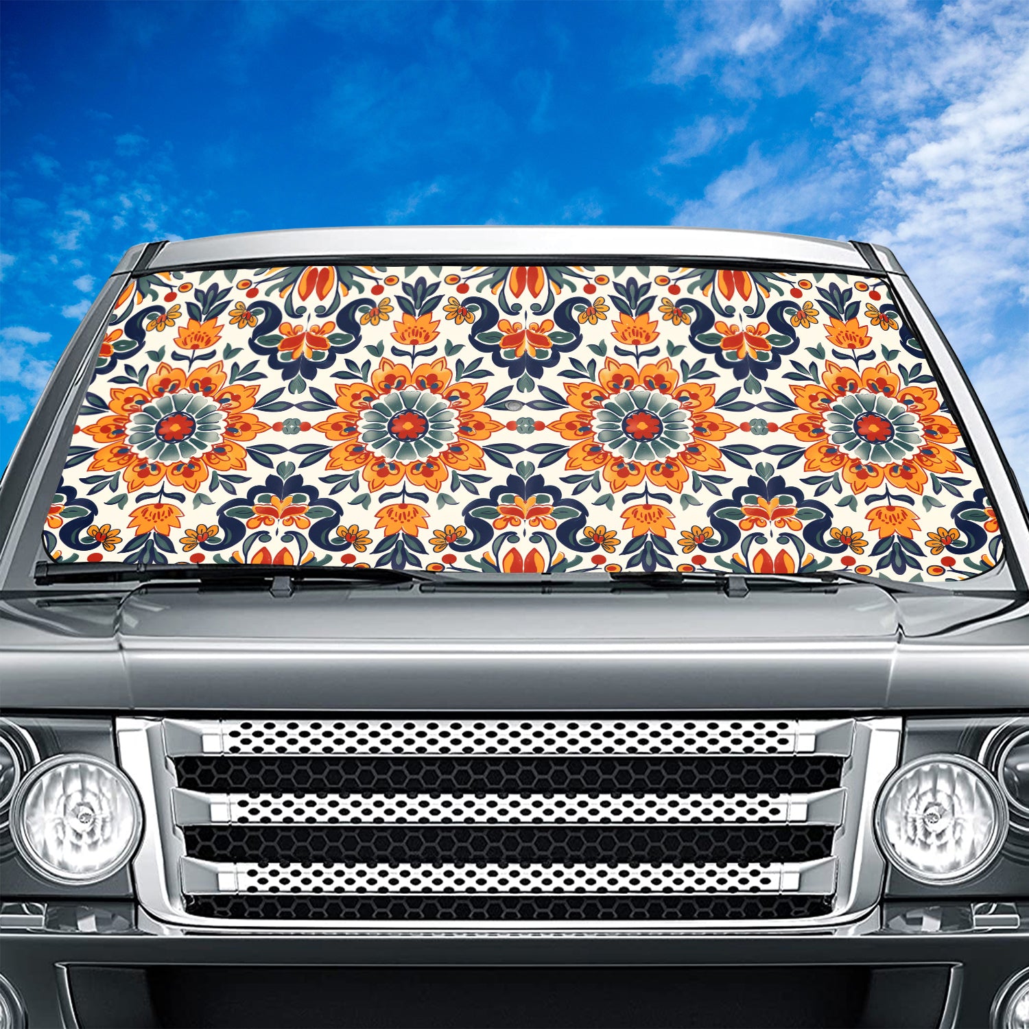 Mandala Boho Car Windshield Sunshade, Boho Universal Fit with all car, UV Rays and Heat Sun Visor Protector Foldable Sun Shade Umbrella, Boho 05 - Delicate Leather