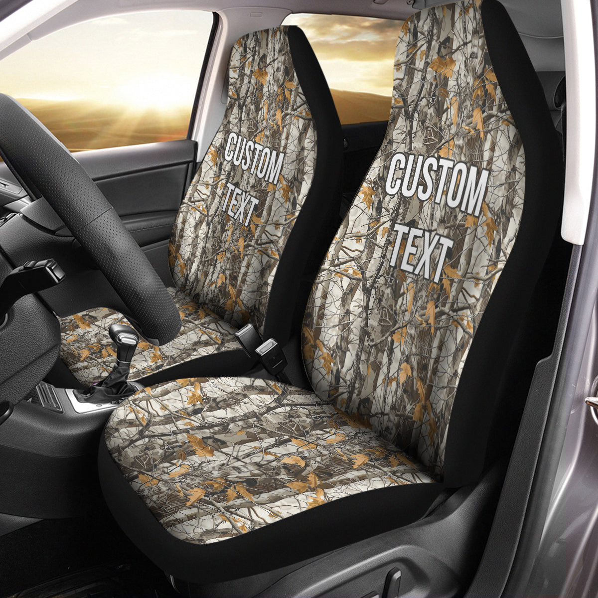 Personalized Custom Camo Car Seat Covers Hunter Camo Camouflage Set of 2 Seat Protectors Universal Fit For Car SUV Bucket Seats, Camo 14 - Delicate Leather