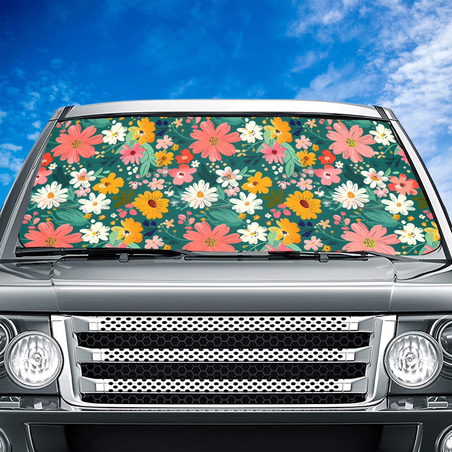 Tropical Rainforest, Forest Botanical, Flower Car Windshield Sunshade, Universal Fit with all car, UV Rays and Heat Sun Visor Protector Foldable Sun Shade Umbrella, Tropical 09 - Delicate Leather