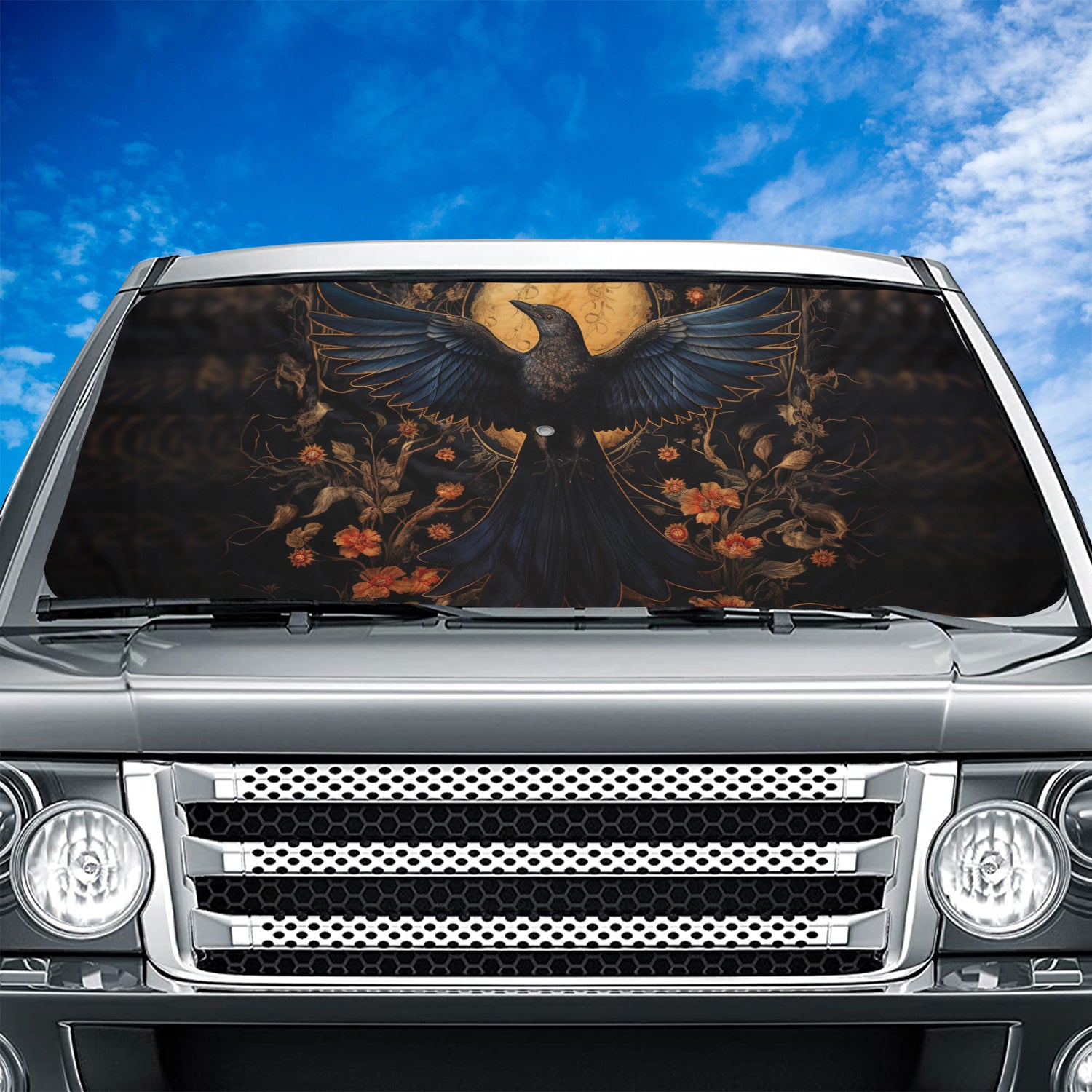 Birds Flowers Tree Branches Car Windshield Sunshade, Fit with all car, UV Rays and Heat Sun Visor Protector Foldable Sun Shade Umbrella, ,Bird And Flower 03 - Delicate Leather