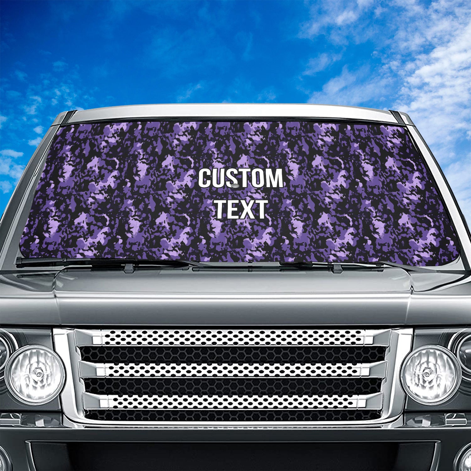 Personalized Custom Camo Car Windshield Sunshade, Purple Camouflage, Fit with all car, UV Rays and Heat Sun Visor Protector Foldable Sun Shade Umbrella, Camo 04 - Delicate Leather