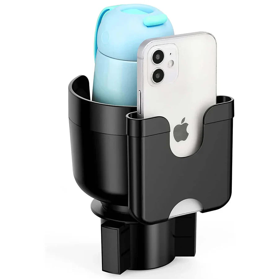 Car Cup Holder 2-in-1, Custom-Fit For Car, Car Cup Holder Expander Adapter with Adjustable Base, Car Cup Holder Expander Organizer with Phone Holder DLHY233 - Delicate Leather
