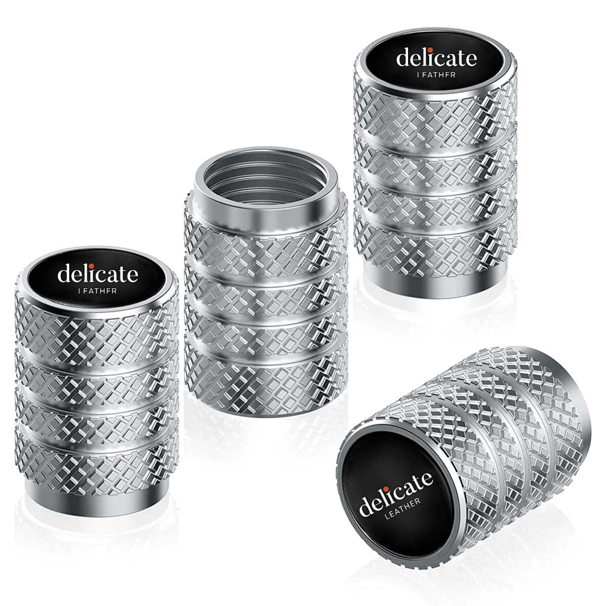 4pcs Car Tire Dust Caps Car Tire Air Caps, Alloy Metal Car Tire Valve Caps for Anti-Corrosion Leak-Proof Screw-on Easy Grip Silver - Delicate Leather