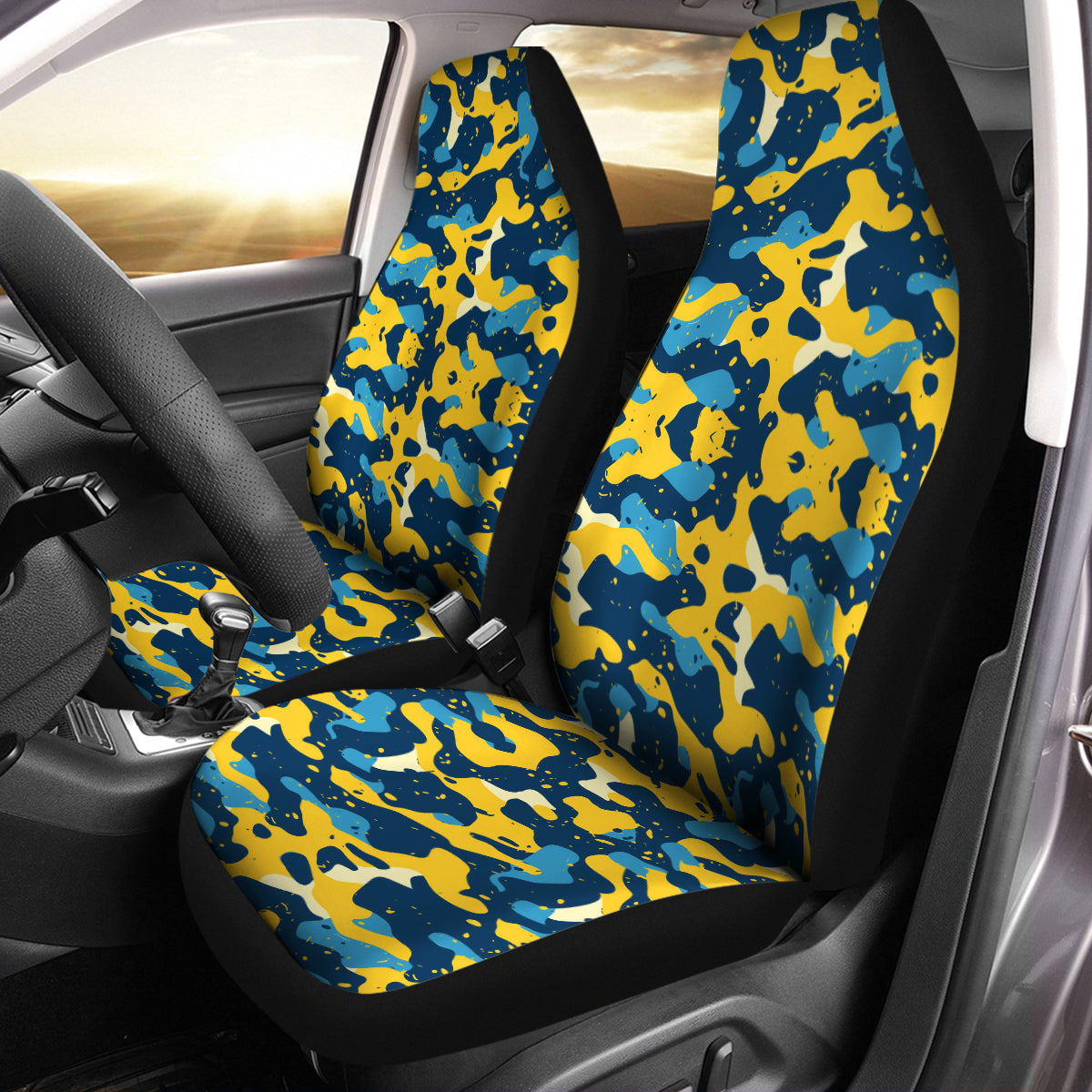 Camo Car Seat Covers Camouflage Set of 2 Seat Protectors Universal Fit For Car SUV Bucket Seats, Camo 1115 - Delicate Leather