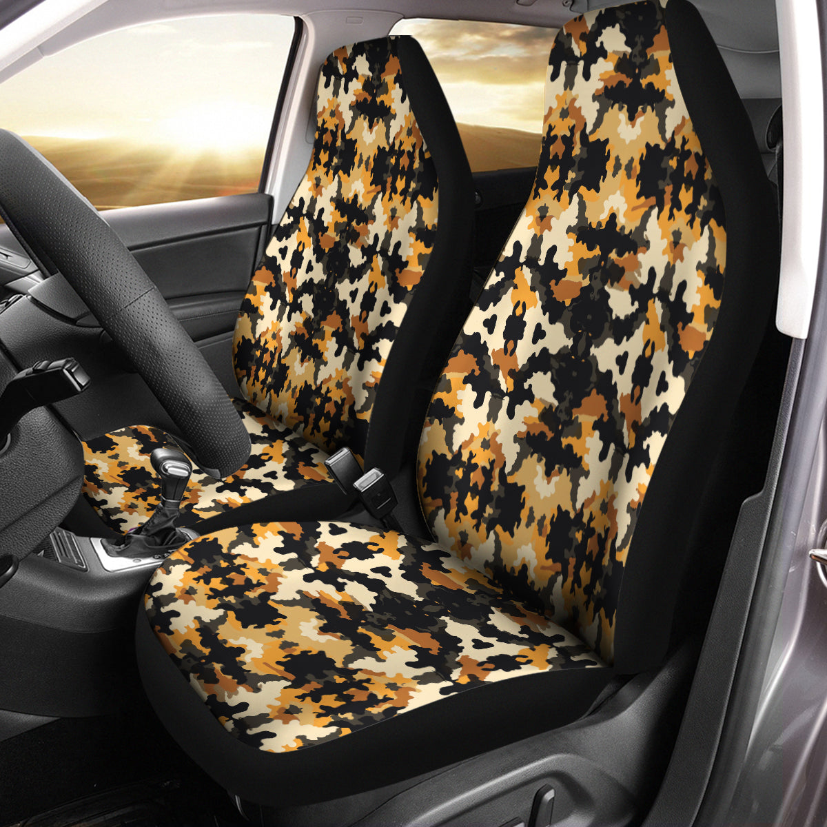 Camo Car Seat Covers Camouflage Set of 2 Seat Protectors Universal Fit For Car SUV Bucket Seats, Camo 1115 - Delicate Leather
