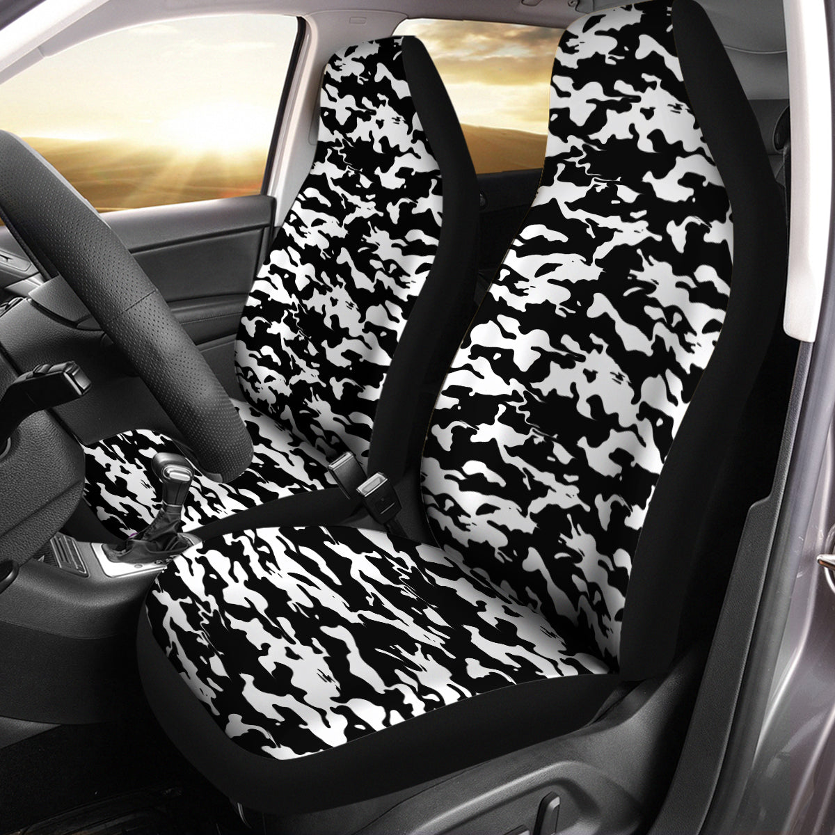 Camo Car Seat Covers Camouflage Set of 2 Seat Protectors Universal Fit For Car SUV Bucket Seats, Camo 0105 - Delicate Leather