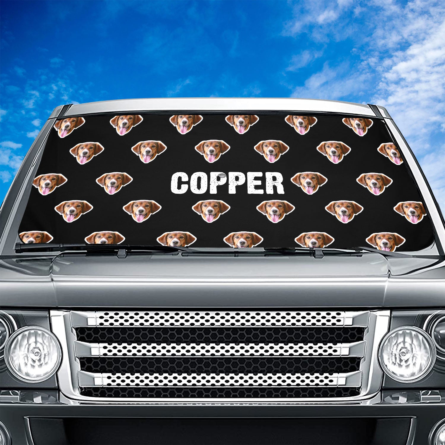 Customized Photo Dog Car Windshield Sunshade, Custom Windshield Sunshade with Picture, Fit with all car, UV Rays and Heat Sun Visor Protector Foldable Sun Shade Umbrella - Delicate Leather