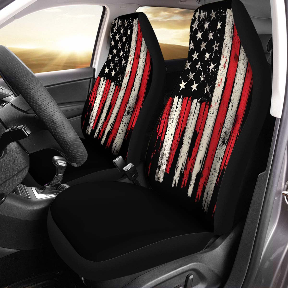 American Freedom Flag Car Seat Cover – Patriotic Style Interior Seat Protector American Flag Car Seat Cover, Gift 01 - Delicate Leather