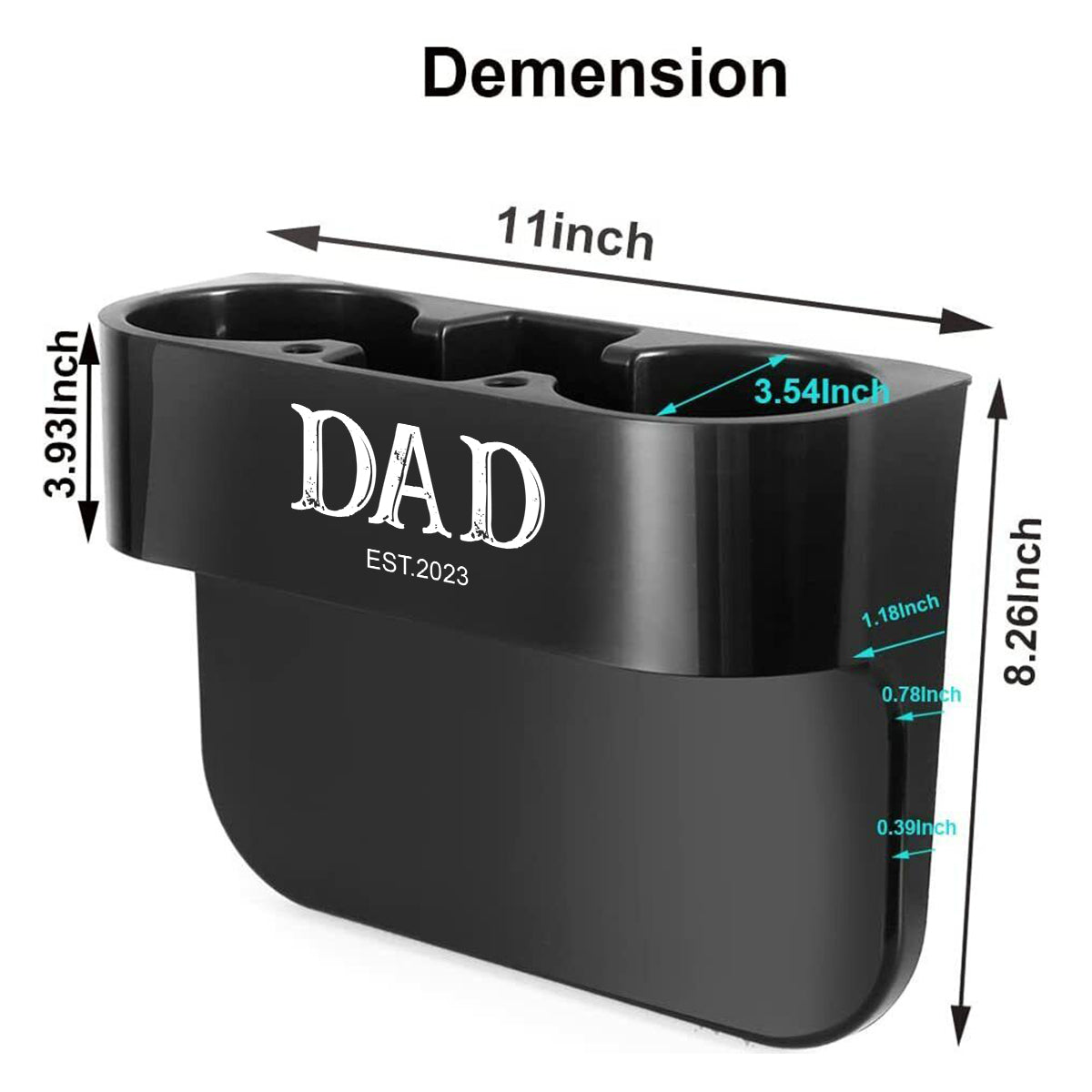 Personalized Cup Holder Portable Multifunction Vehicle Seat Cup Cell Phone Drinks Holder Box Car Interior Organizer, Daddy Est Year, Happy Father's Day, Custom For Your Cars, Car Accessories, Gift for Daddy