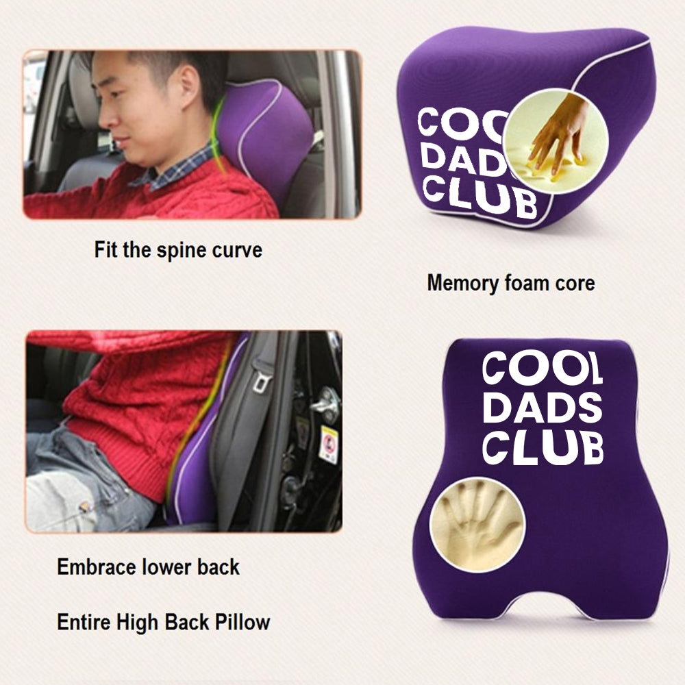 Cool Dads Club Lumbar Support Cushion for Car and Headrest Neck Pillow Kit, Custom For Cars, Ergonomically Design for Car Seat, Father's Day Gift, Car Accessories - Delicate Leather