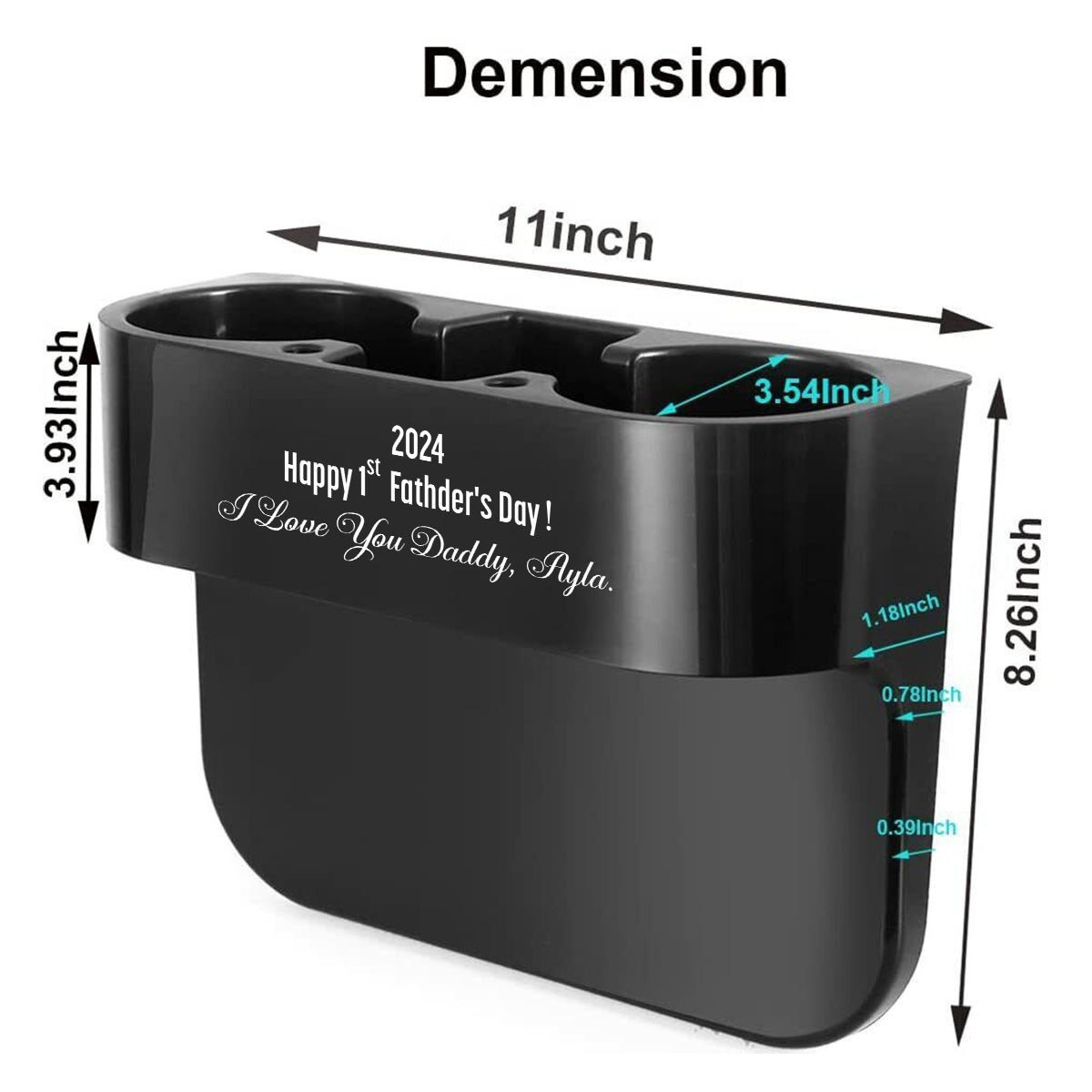 Personalized Cup Holder Portable Multifunction Vehicle Seat Cup Cell Phone Drinks Holder Box Car Interior Organizer, I Love You Daddy, Happy Father's Day, Custom For Your Cars, Car Accessories, Gift for Daddy