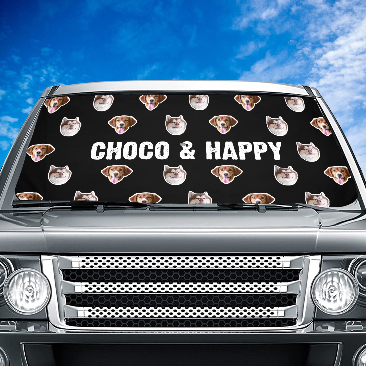 Customized Photo Pet Car Windshield Sunshade, Custom Windshield Sunshade with Picture, Fit with all car, UV Rays and Heat Sun Visor Protector Foldable Sun Shade Umbrella - Delicate Leather