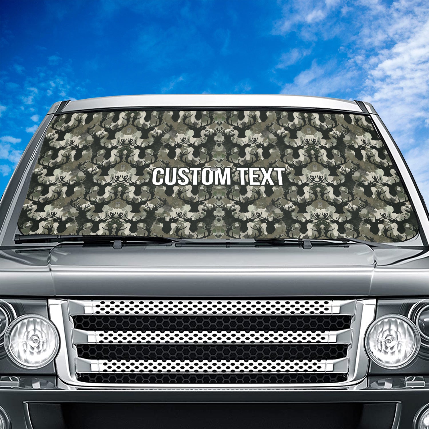 Personalized Custom Camo Car Windshield Sunshade, Deer Camouflage, Fit with all car, UV Rays and Heat Sun Visor Protector Foldable Sun Shade Umbrella, Camo 12 - Delicate Leather