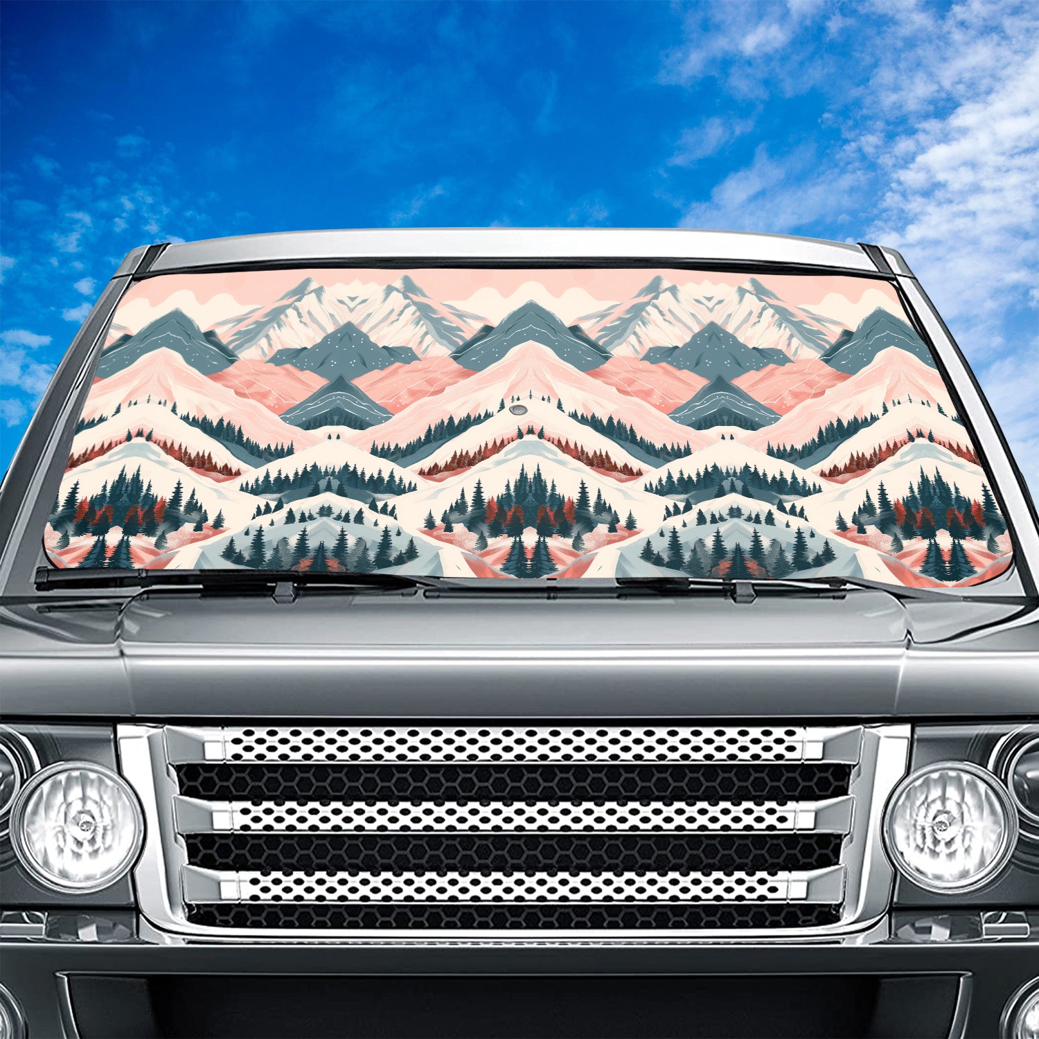 Boho Mountain Car Windshield Sunshade, Boho Universal Fit with all car, UV Rays and Heat Sun Visor Protector Foldable Sun Shade Umbrella, Boho 02 - Delicate Leather