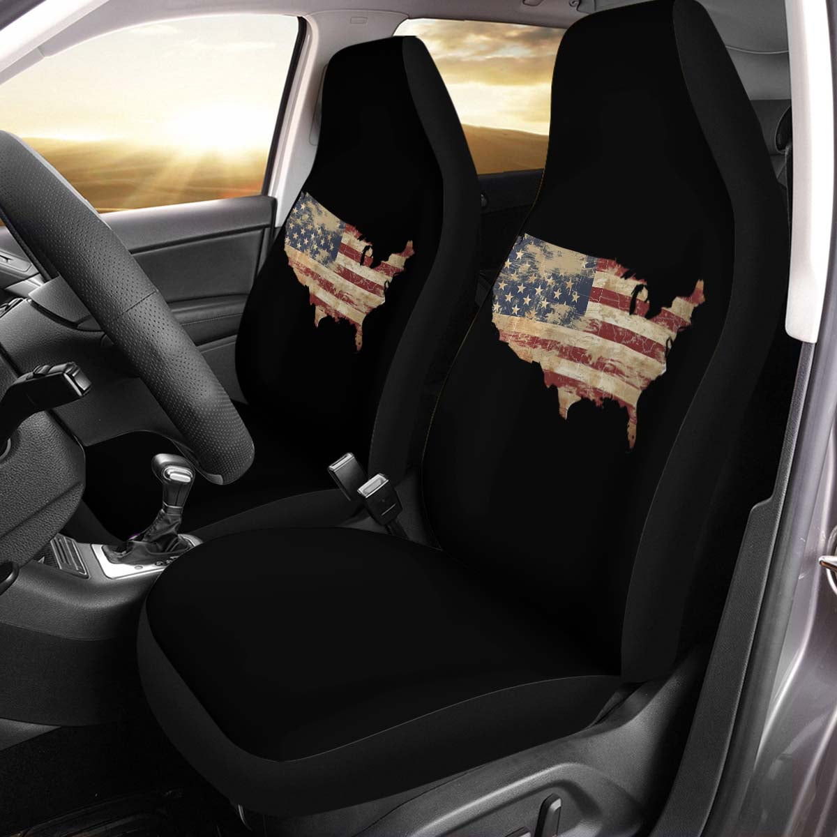 American Freedom Flag Car Seat Cover – Patriotic Style Interior Seat Protector, American Flag Car Seat Cover, Gift 04 - Delicate Leather