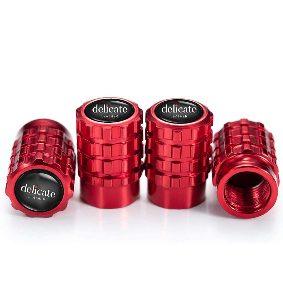 4-pcs Metal Car tire Valve Caps Stems air Cap Shape Decoration Replacement Styling Decoration Accessories. - Delicate Leather