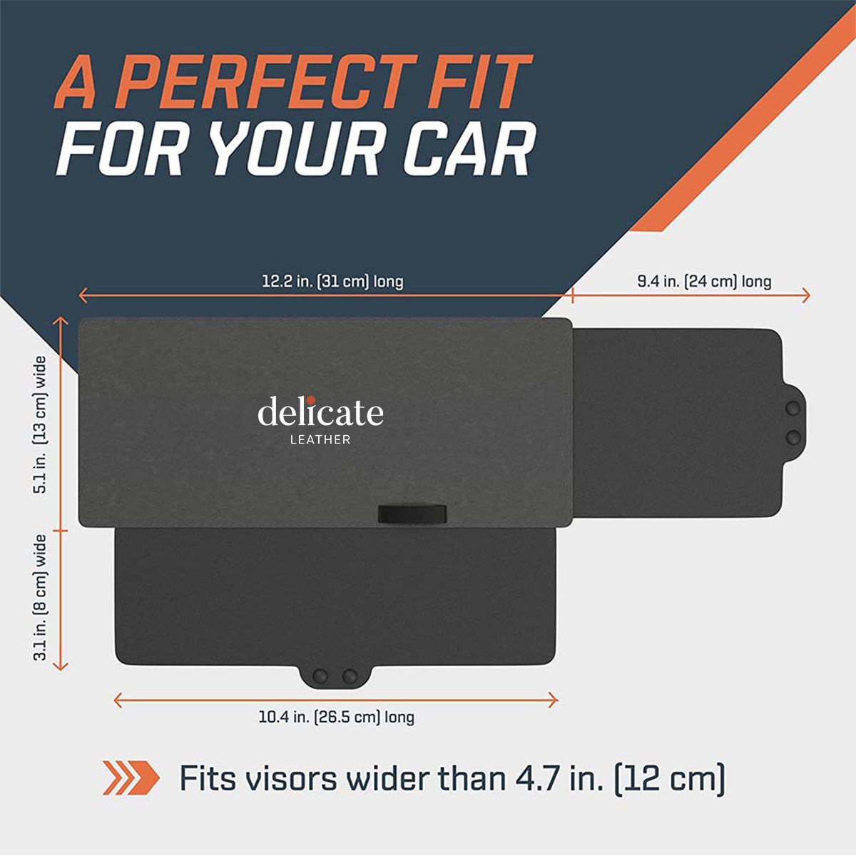 Delicate Leather Polarized Sun Visor Sunshade Extender for Car with Polycarbonate Lens, Custom For Your Cars, Anti-Glare Car Sun Visor Protects from Sun Glare, Snow Blindness, UV Rays, Universal for Cars, SUVs AC13999 - Delicate Leather