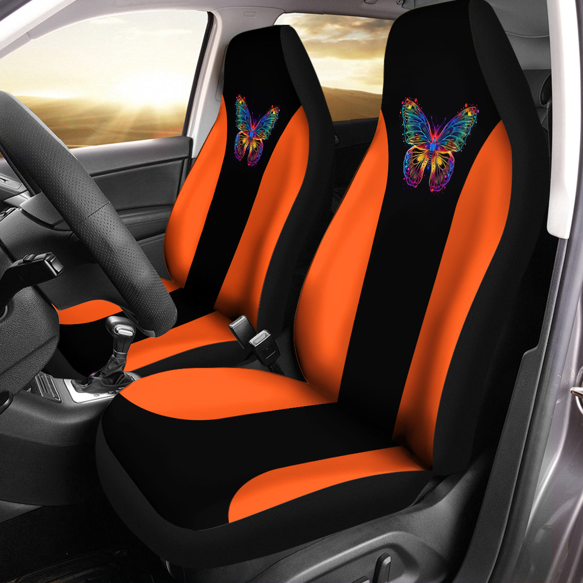 Outlet Blue 3D Air Mesh Front Seat Covers,Reflective Colorful Butterfly Bucket Seat Covers with Airbag Compatible,High Back Seat Covers Universal Fit for Cars,Truck, SUV - Delicate Leather