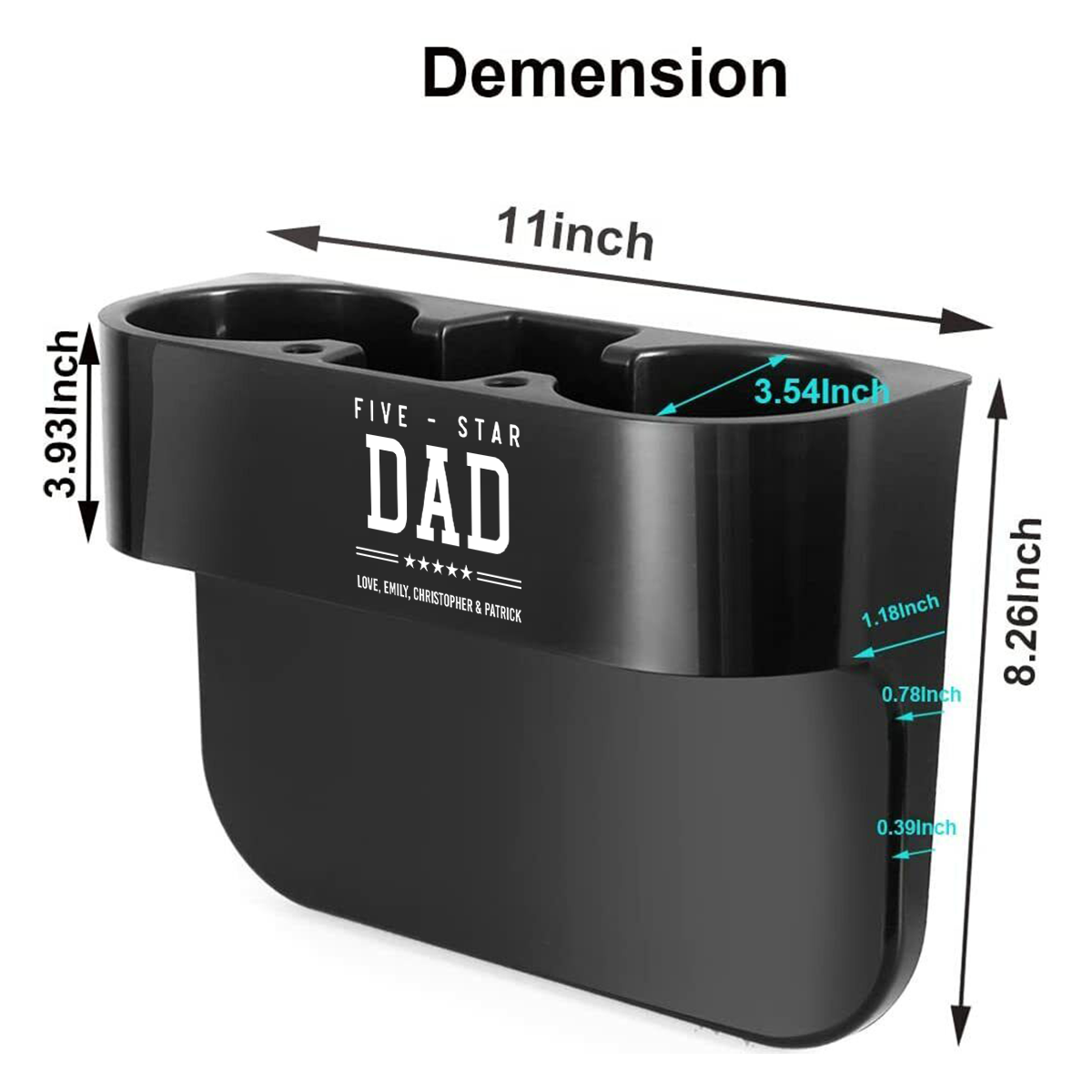 Personalized Cup Holder Portable Multifunction Vehicle Seat Cup Cell Phone Drinks Holder Box Car Interior Organizer, Happy Father's Day, Custom For Your Cars, Car Accessories, Gift for Daddy - Delicate Leather