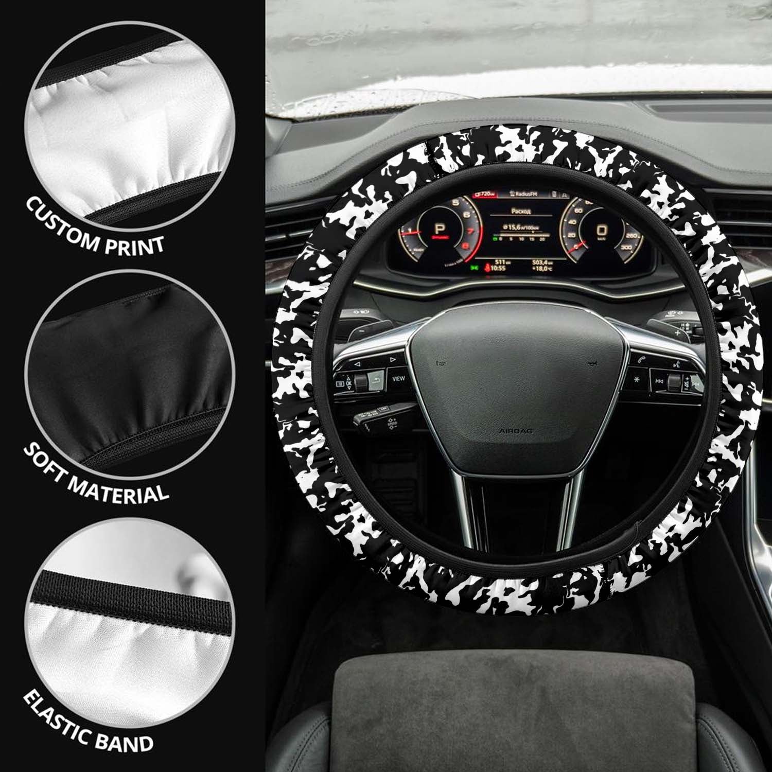 Car Steering Wheel Cover Update Version, Purple Camo Camouflage Custom-Fit for Car, Premium Leather Car Steering Wheel Cover , Car Accessories, Camo 05 - Delicate Leather