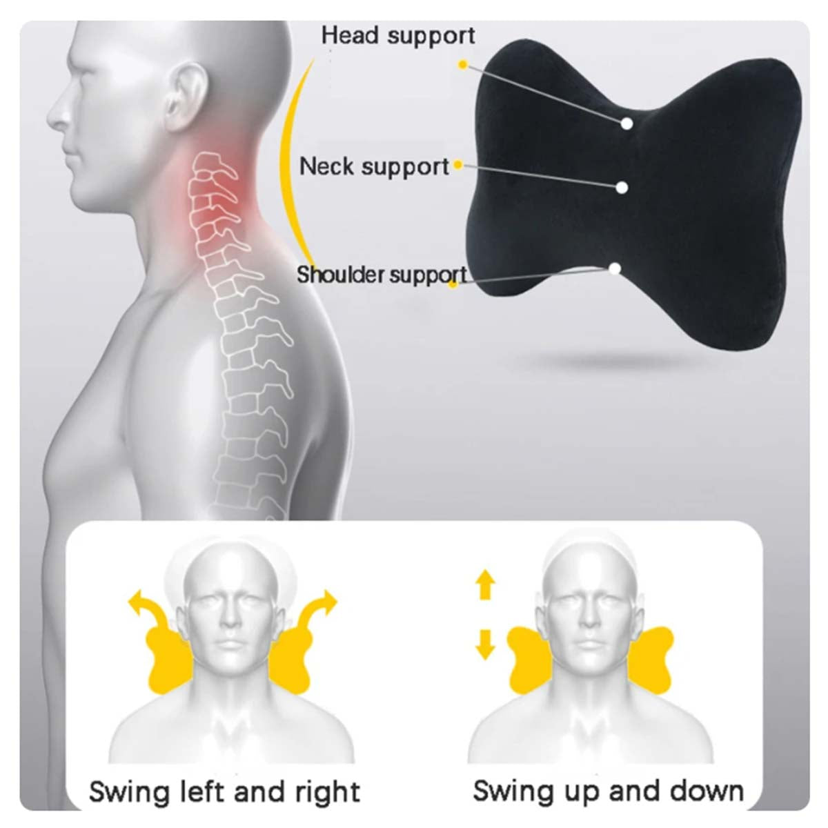 Memory Foam Car Neck Headrest Pillow: Breathable Velvet Head and Neck Support for Restful Sleep in Your Car - Delicate Leather