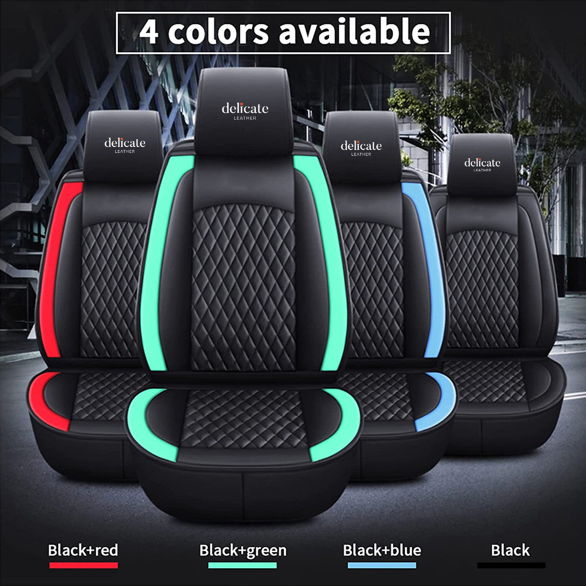 Delicate Leather Car Seat Covers Full Set, Custom For All Cars, Waterproof Leather Front Rear Seat Automotive Protection Cushions - Delicate Leather