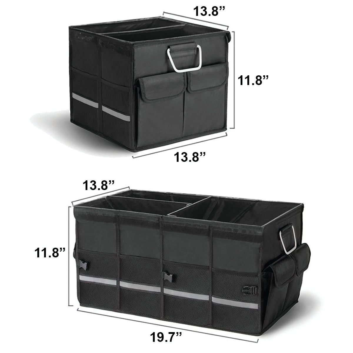 Big Trunk Organizer, Custom-Fit For Car, Cargo Organizer SUV Trunk Storage Waterproof Collapsible Durable Multi Compartments DLMB253