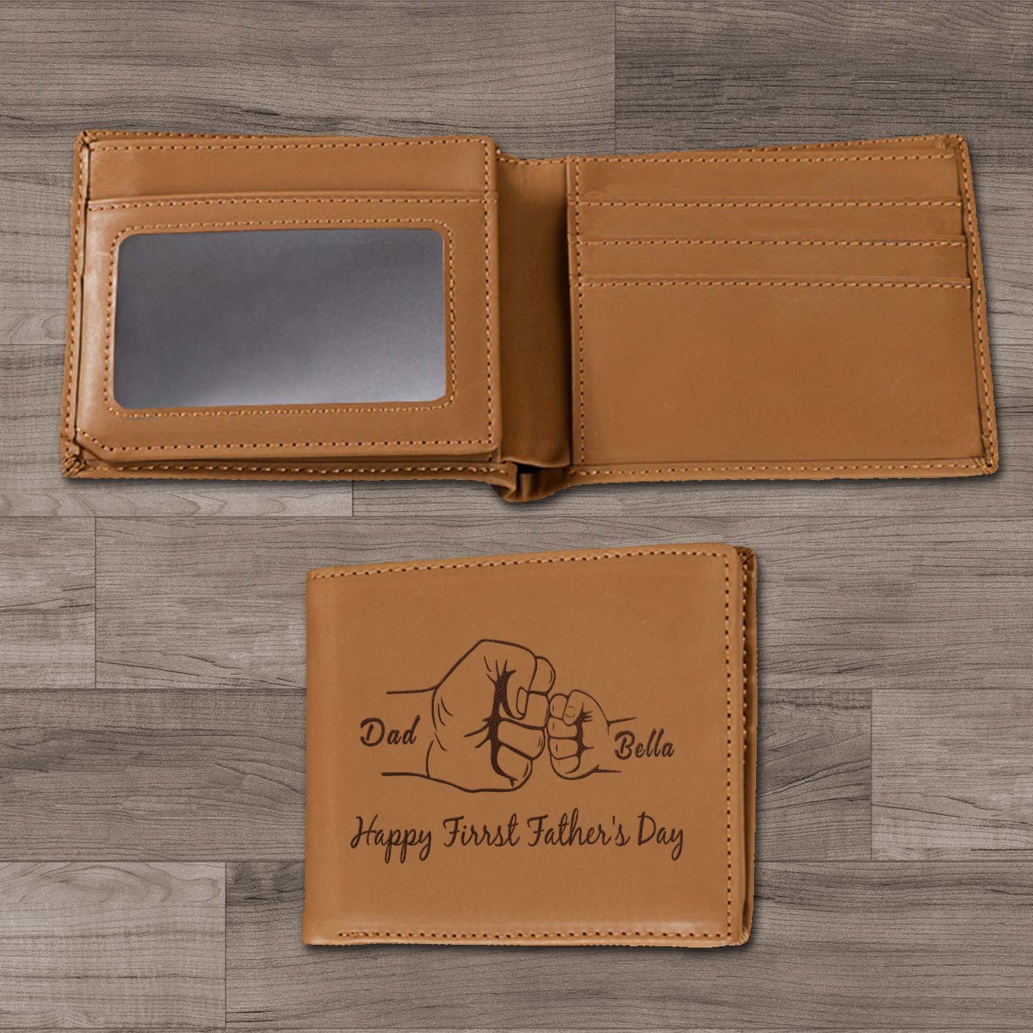 Personalized Wallet Men, Leather Wallet For Men, Custom  Engraved Wallet, Personalized Gifts For Him, Fathers Day Gifts, Husband, Boyfriend, Dad - Delicate Leather