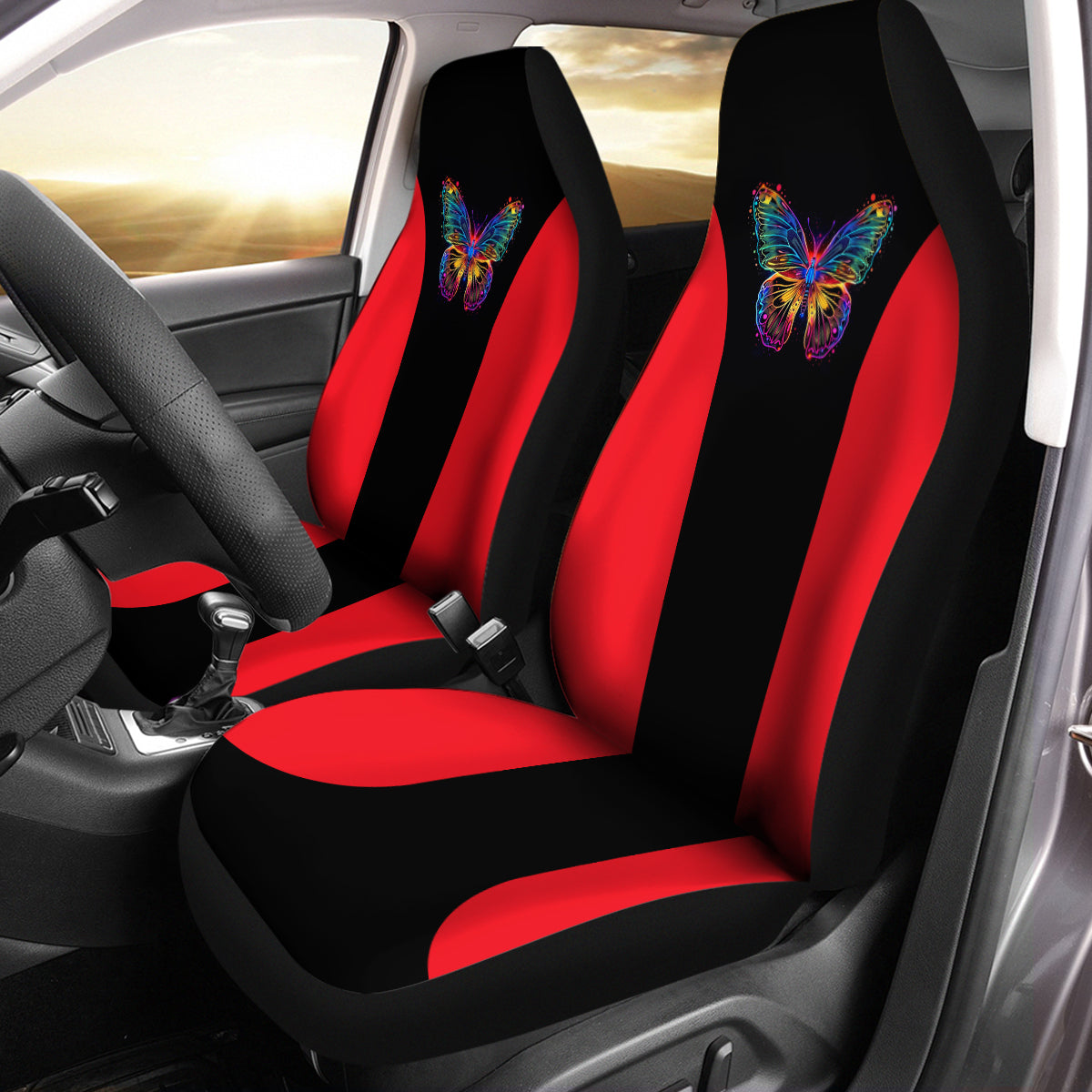 Outlet Blue 3D Air Mesh Front Seat Covers,Reflective Colorful Butterfly Bucket Seat Covers with Airbag Compatible,High Back Seat Covers Universal Fit for Cars,Truck, SUV - Delicate Leather