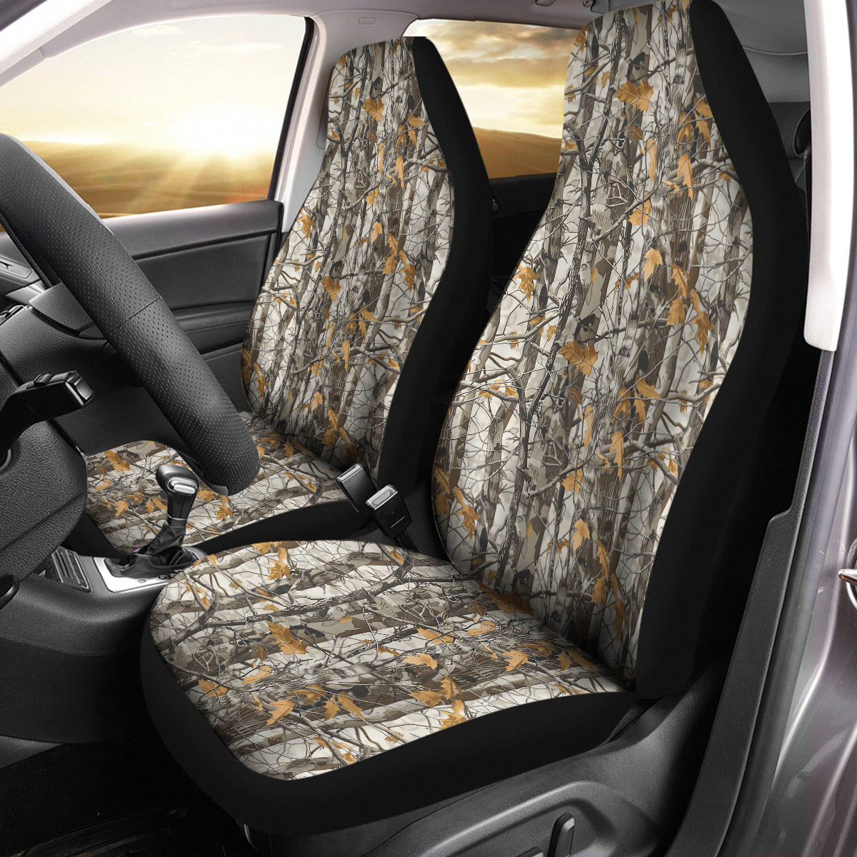 Camo Car Seat Covers Camouflage Set of 2 Seat Protectors Universal Fit For Car SUV Bucket Seats, Camo 1115 - Delicate Leather