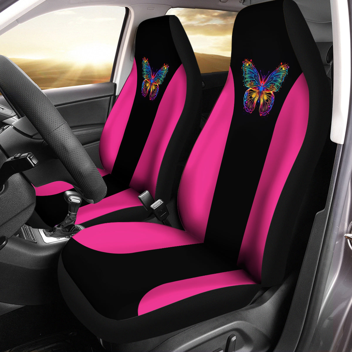 Outlet Blue 3D Air Mesh Front Seat Covers,Reflective Colorful Butterfly Bucket Seat Covers with Airbag Compatible,High Back Seat Covers Universal Fit for Cars,Truck, SUV - Delicate Leather