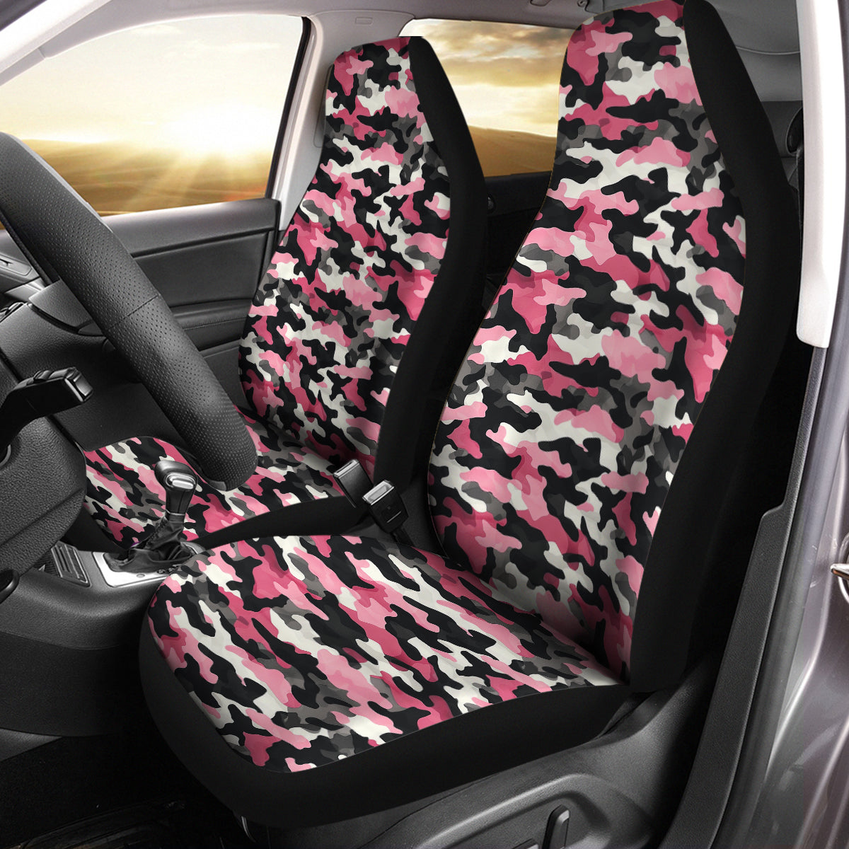 Camo Car Seat Covers Camouflage Set of 2 Seat Protectors Universal Fit For Car SUV Bucket Seats, Camo 0610 - Delicate Leather