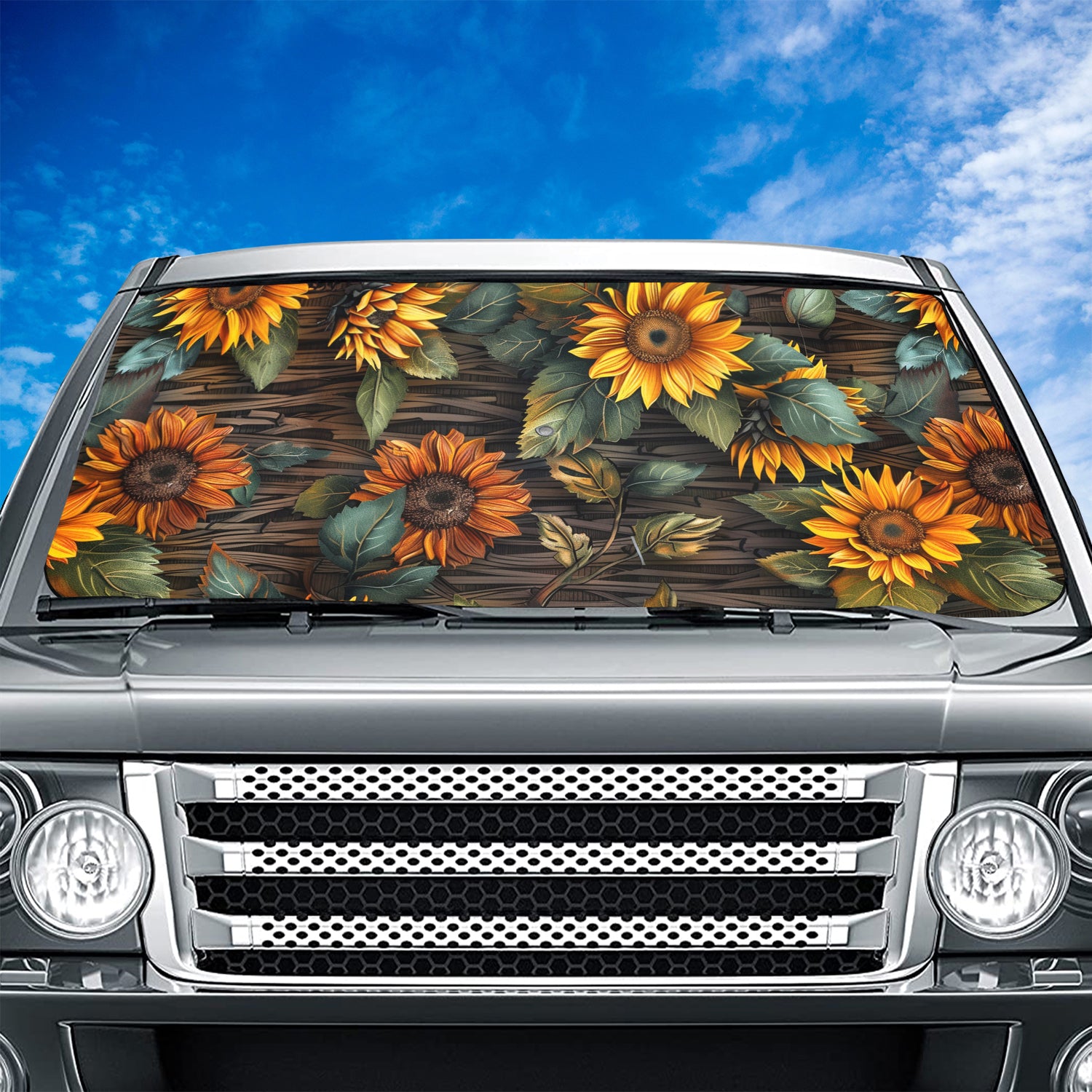 Tropical Rainforest, Forest Botanical, Sunflower Car Windshield Sunshade, Universal Fit with all car, UV Rays and Heat Sun Visor Protector Foldable Sun Shade Umbrella, Tropical 02