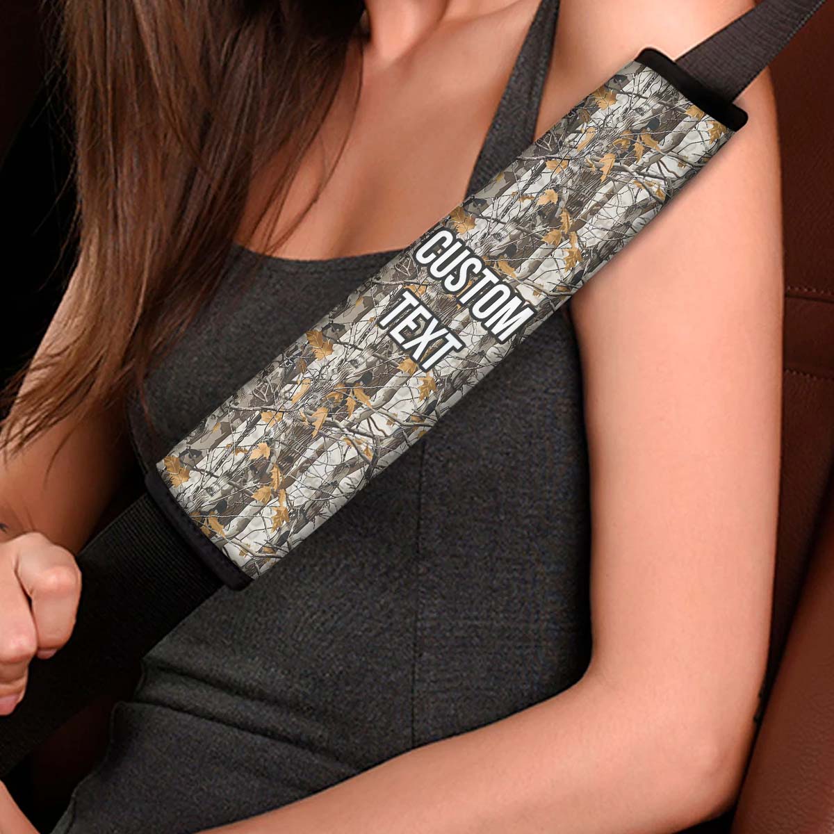 Personalized Custom Camo Seat Belt Covers (2PCS) Orange Camo Camouflage, Microfiber Leather Seat Belt Shoulder Pads for More Comfortable Driving, Camo 14 - Delicate Leather